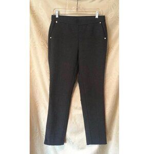 Anne Klein, Grey & Black Herringbone Ponte Pull-on pants w/tapered ankle, Sz 4